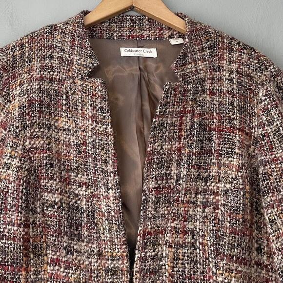 Wool Tweed Blazer Size 8 Light Academia Jacket Career Preppy Neutral Heritage - Picture 4 of 10